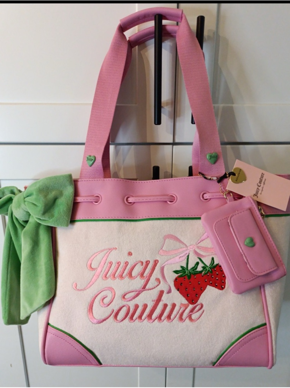 Juicy Couture Pink & Green Strawberry Embroidered Daydreamer